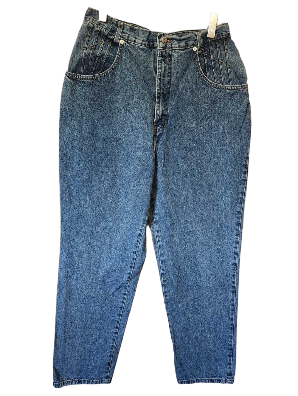 VTG French Dressing High Rise Bareback Mom Jeans Acid Wash Pleated Denim Size 14